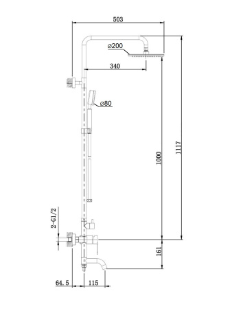 Душевая система Orange Steel M99-911ni смеситель с изливом, никель